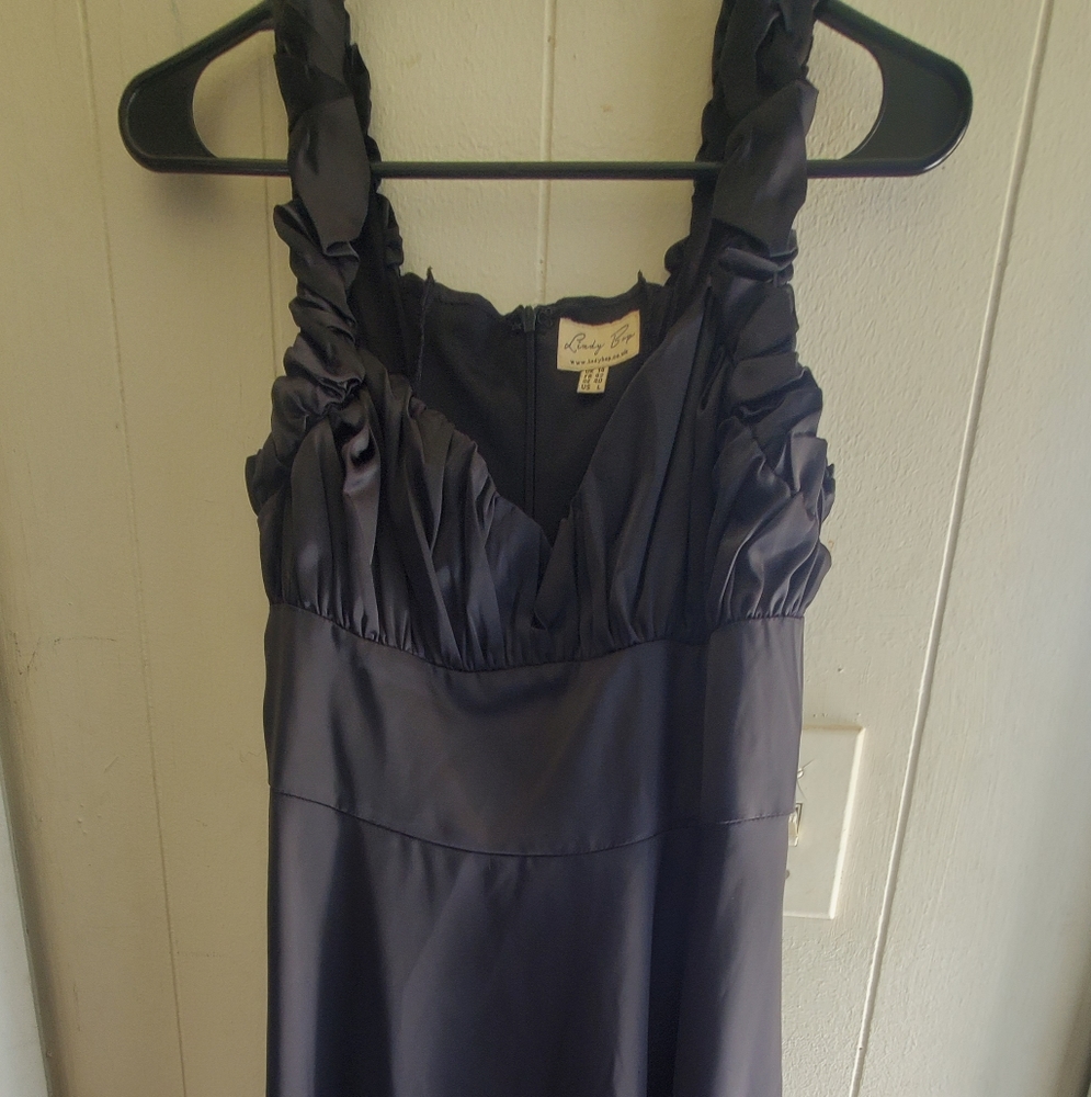 Black satin bridesmaids dress